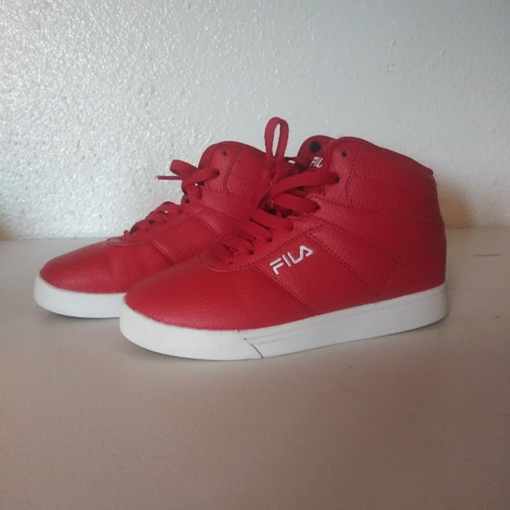 Fila boys size 2 red high top sneakers